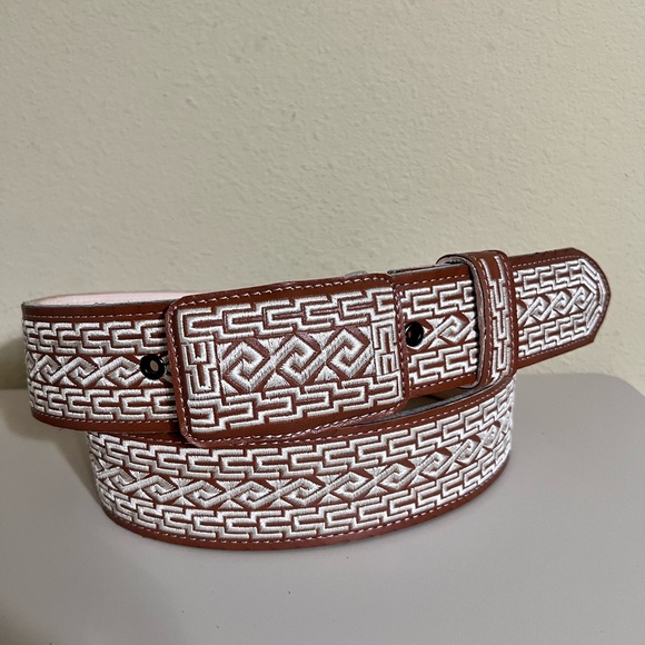 Orange and white thread belt